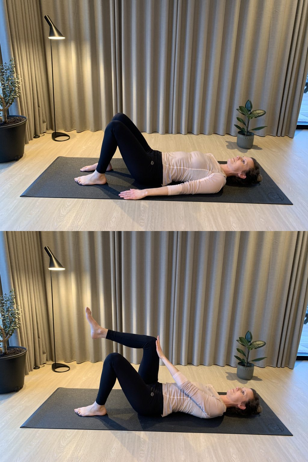 øvelse til delte mavemuskler diagonalt pres med hånd/knæ