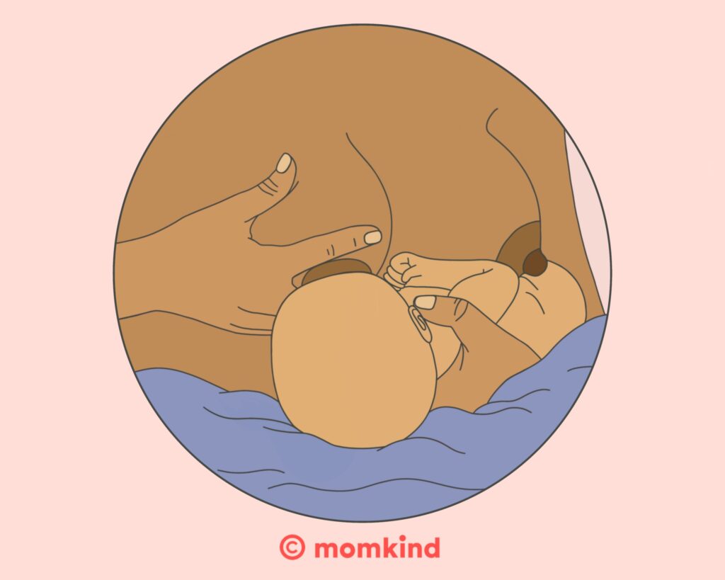illustration viser saksegreb til amning til hurtigt nedløb
