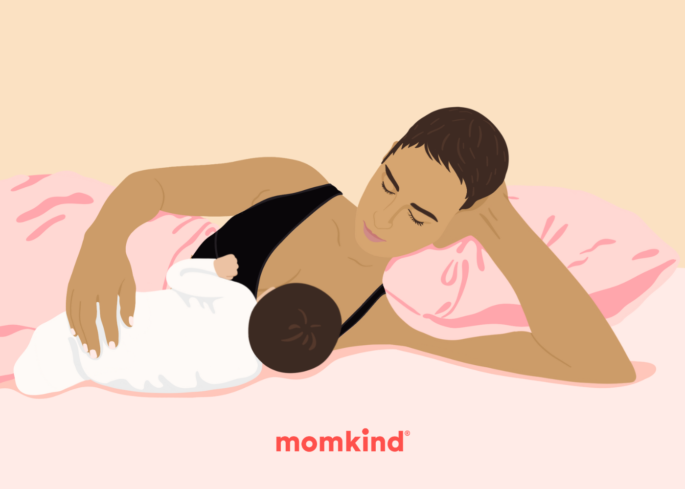 sove med ammebh illustration af sideliggende amning